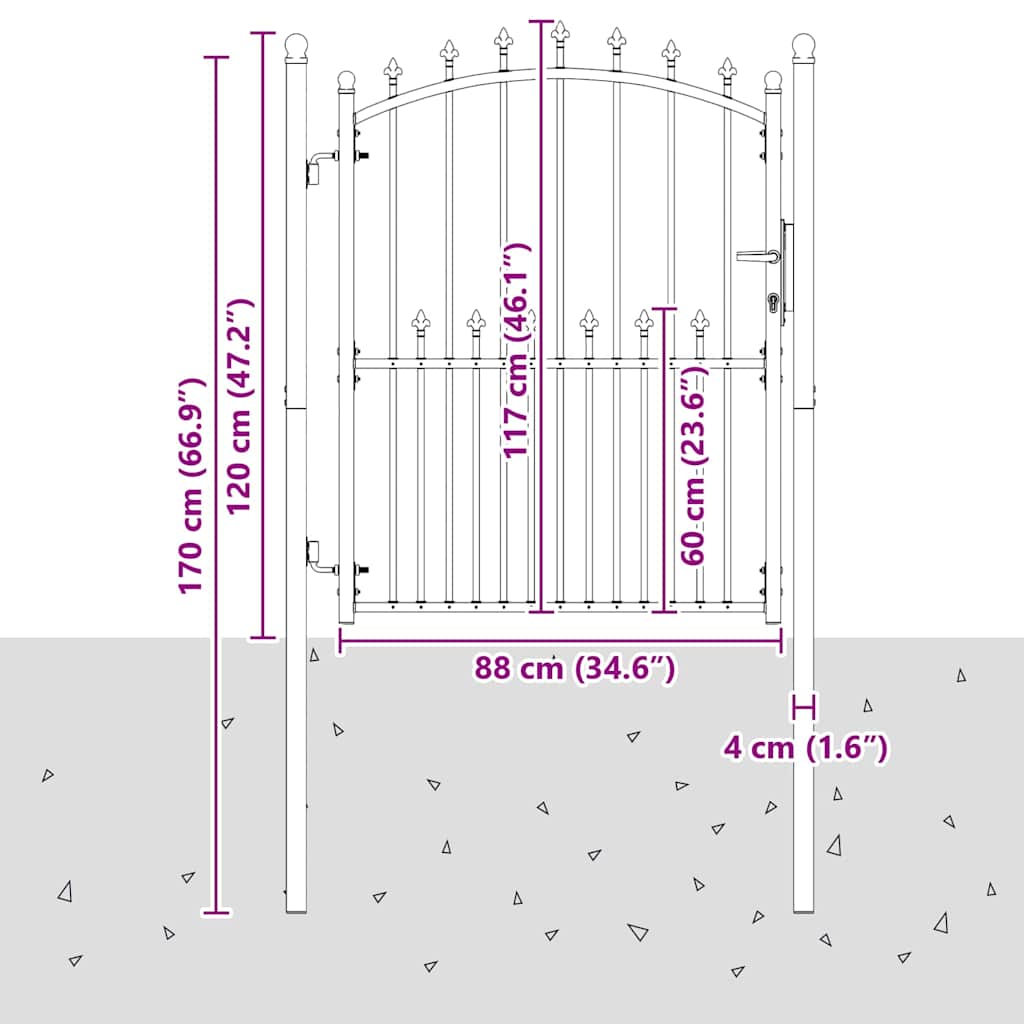 Cancello della recinzione con punte EMMEN 150 x 100 cm | homemem39