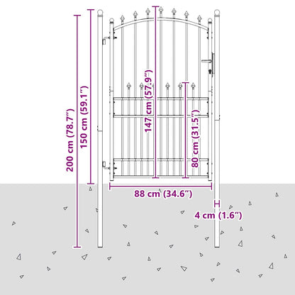 Cancello della recinzione con punte EMMEN 200 x 100 cm | homemem39