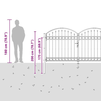 Cancello per recinzione Grigio 301 x 224.5 cm Acciaio