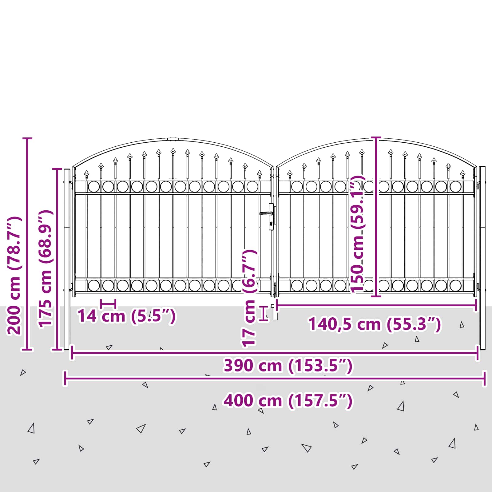 Cancello per recinzione ASSEN 401 x 200 cm Acciaio Grigio | homemem39