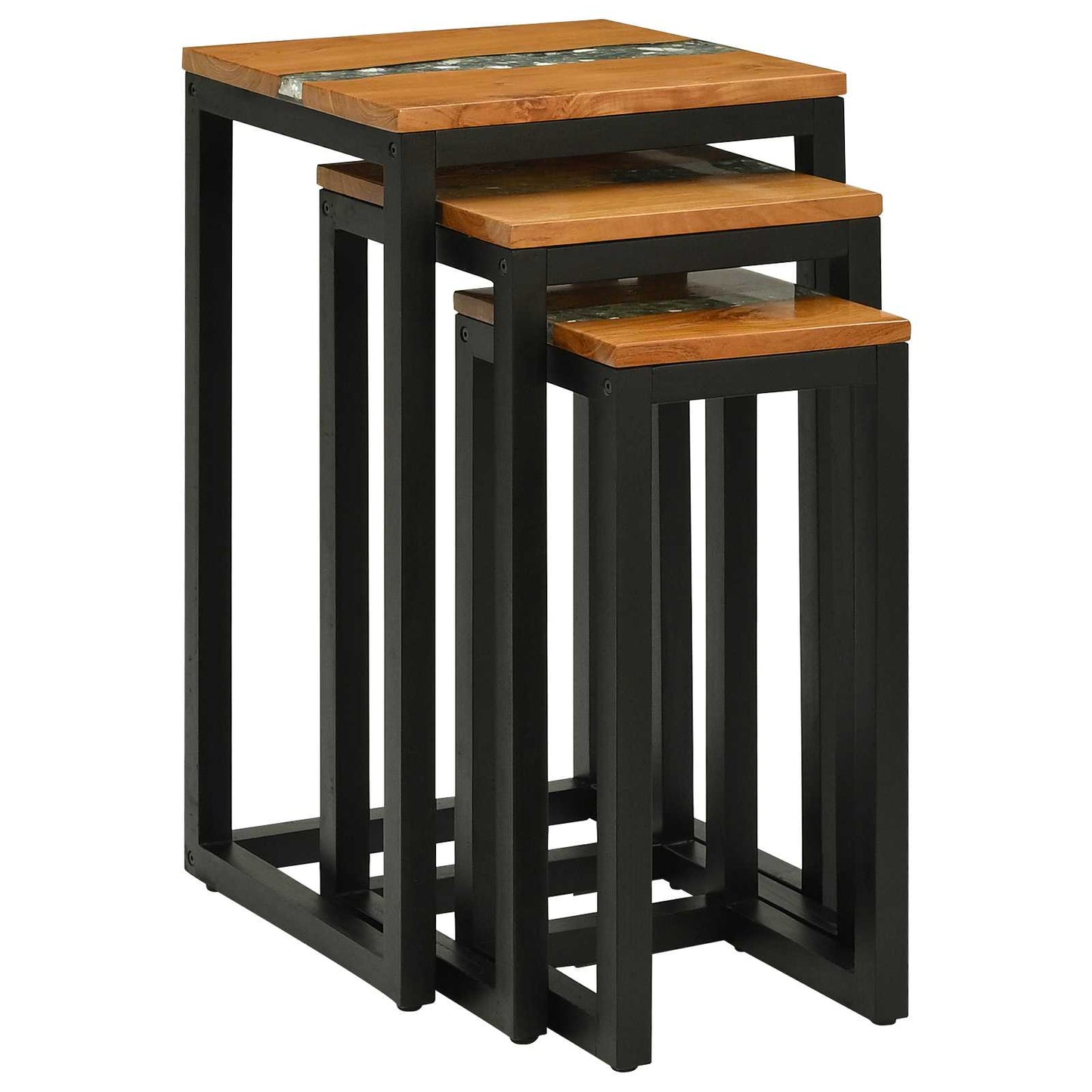 Tavolo Nesting 3 pz Marrone Legno di teak solido