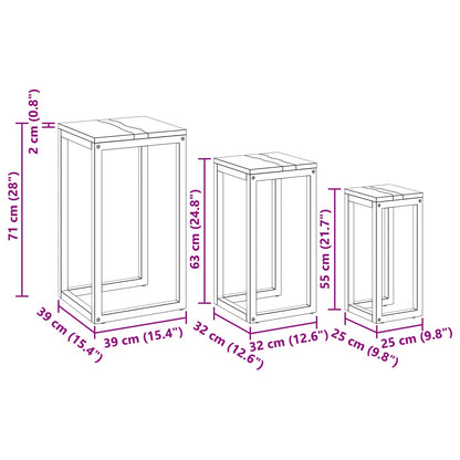 Tavolo Nesting 3 pcs Marrone Legno di teak solido | homemem39