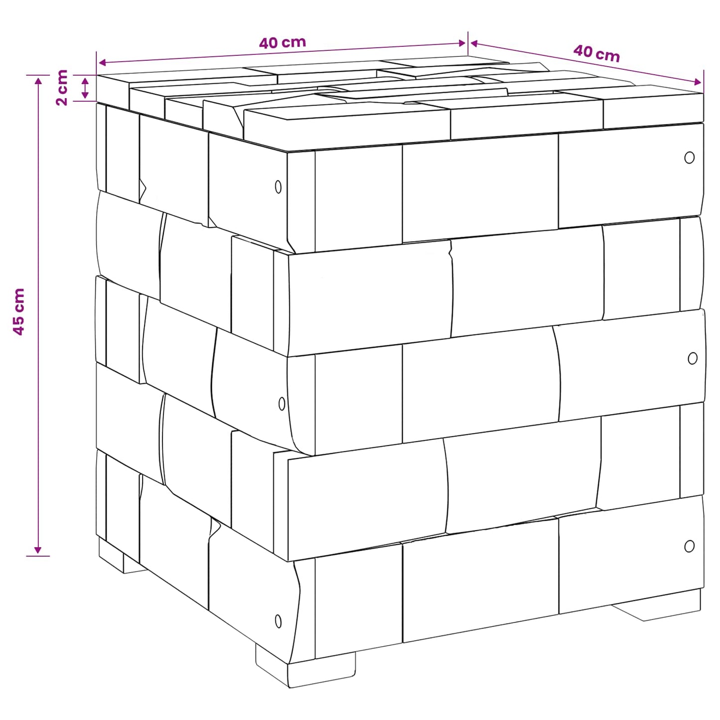 Sgabello per Riporre Marrone 40 x 40 x 45 cm | homemem39