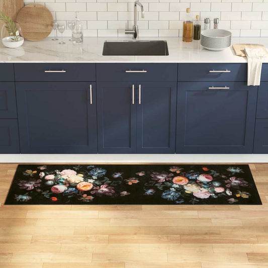 Tappeto da Cucina Nero 180 x 60 cm Velluto