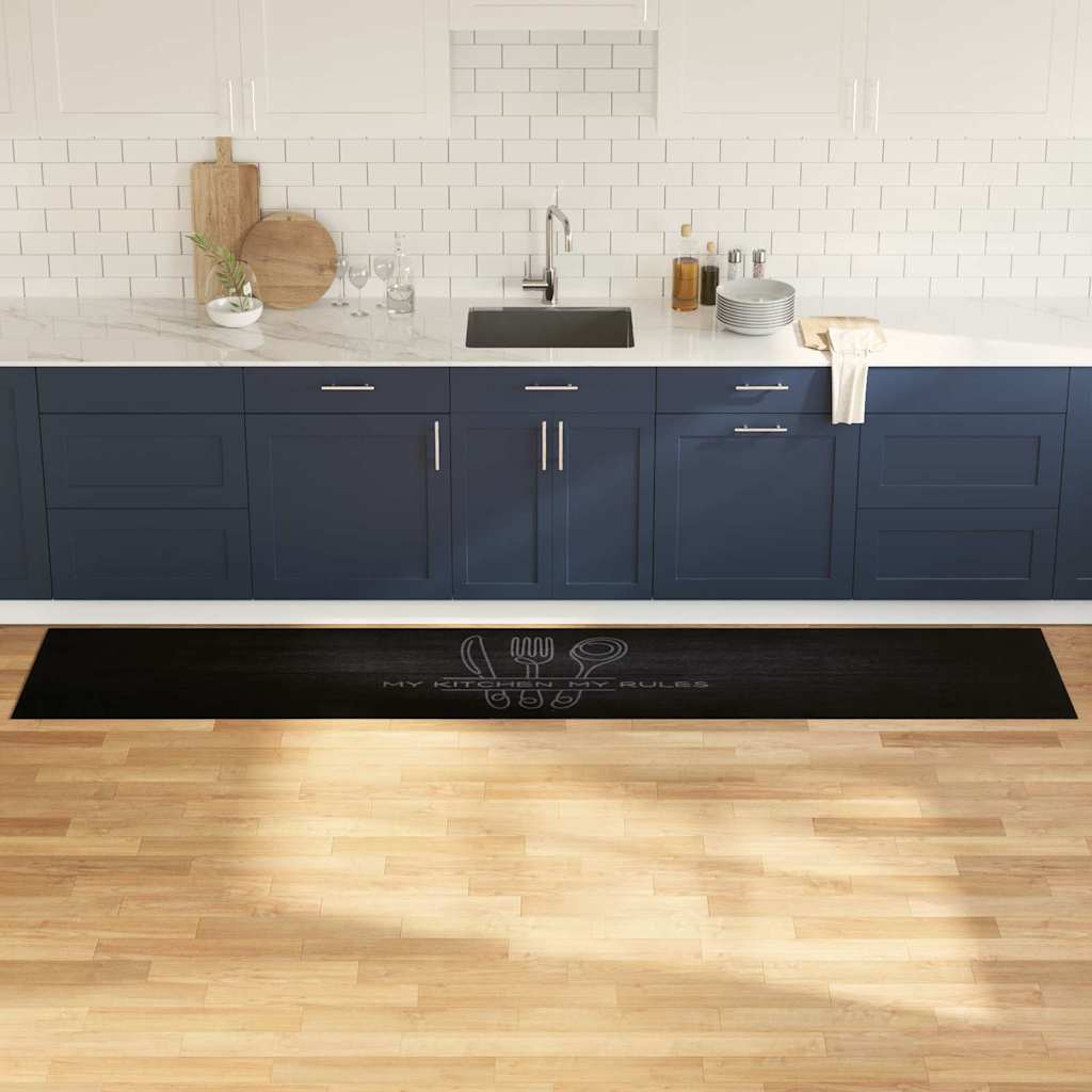 Tappeto da Cucina Nero 300 x 60 cm Velluto