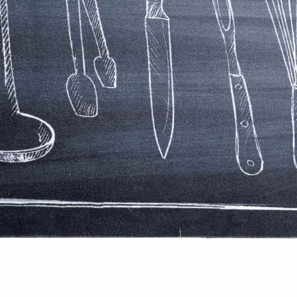 Tappeto da Cucina Nero 180 x 60 cm Velluto