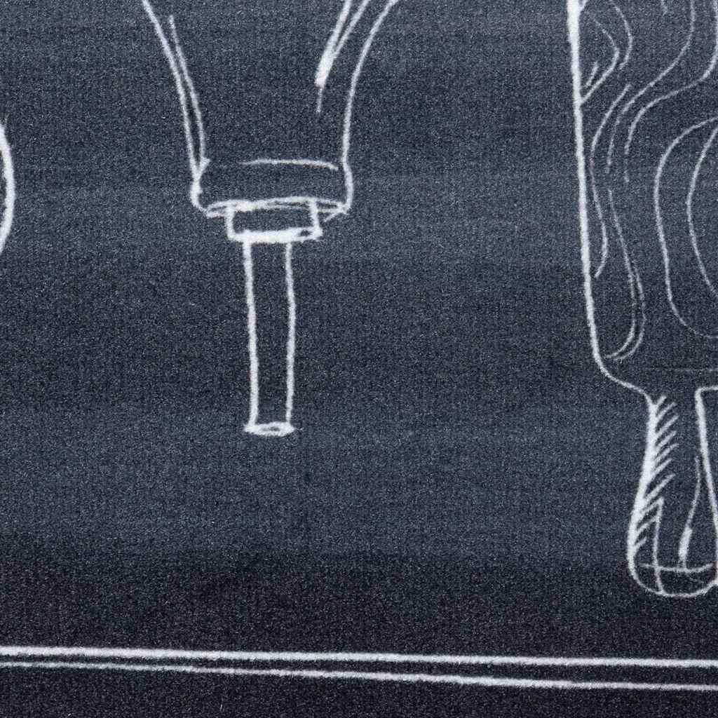 Tappeto da Cucina Nero 180 x 60 cm Velluto