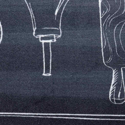 Tappeto da Cucina Nero 180 x 60 cm Velluto