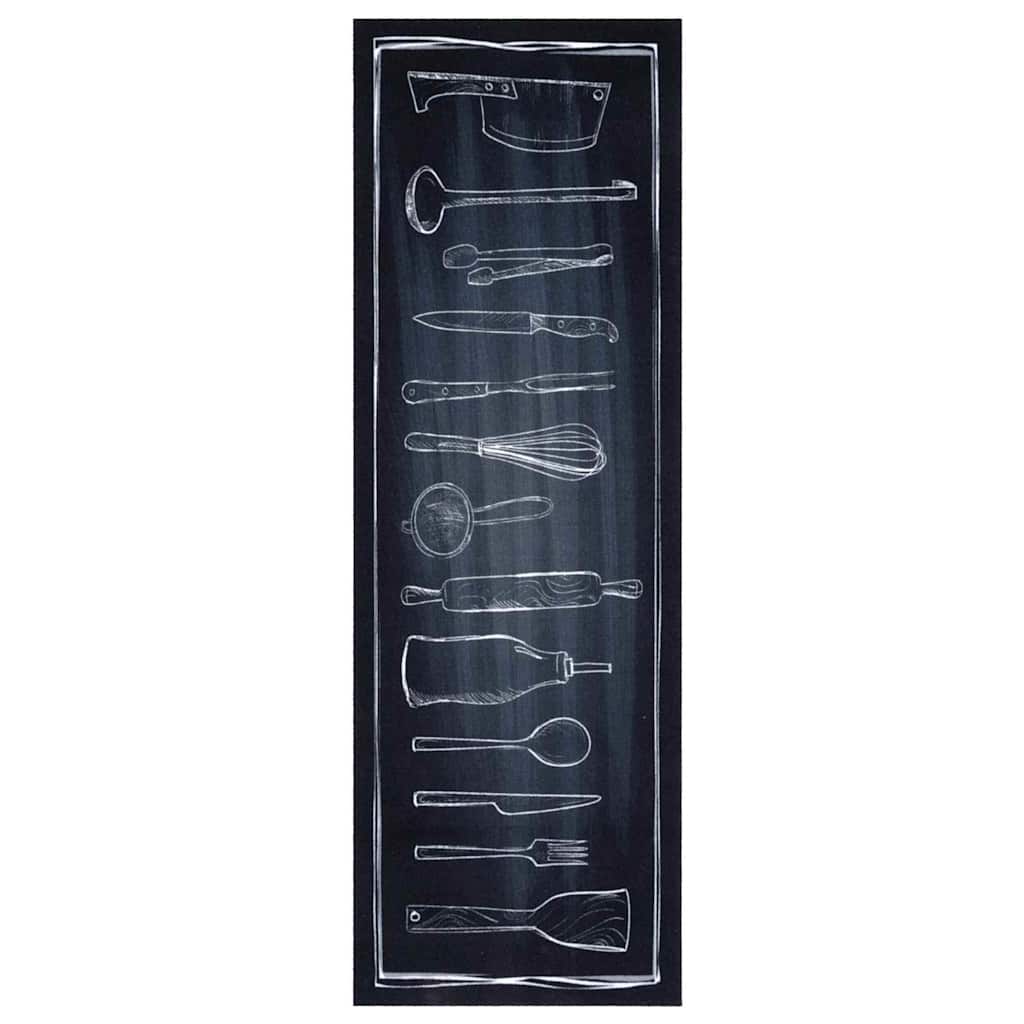 Tappeto da Cucina Nero 180 x 60 cm Velluto