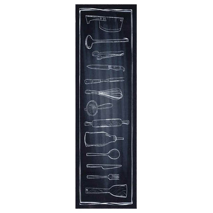 Tappeto da Cucina Nero 150 x 45 cm Velluto