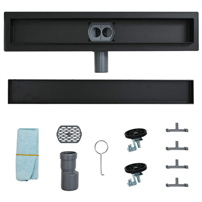 Scarico doccia 2-in-1 con sifone a 360° Nero 80 cm | homemem39