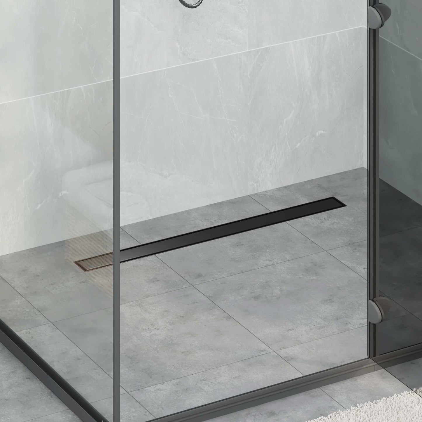 Scarico doccia 2-in-1 con sifone a 360° Nero 80 cm