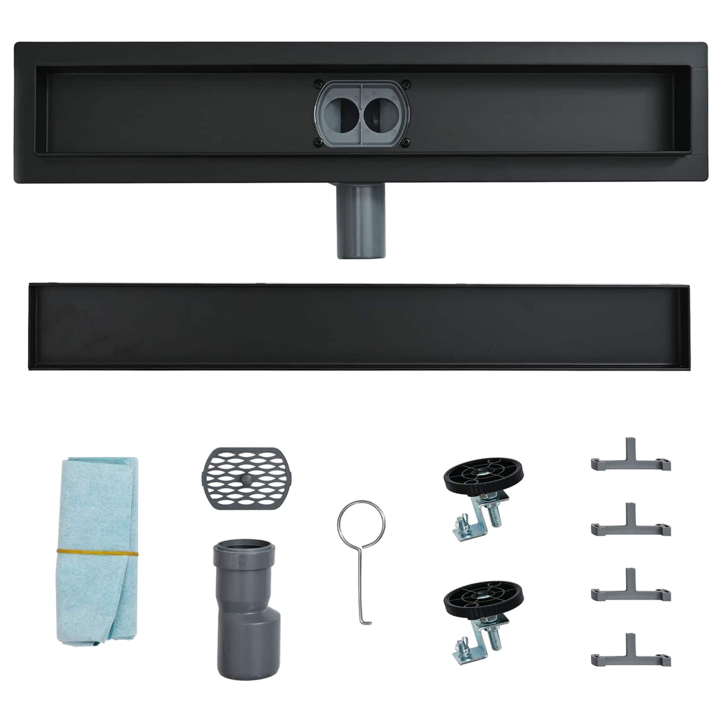 Scarico doccia 2-in-1 con sifone a 360° Nero 90 cm | homemem39
