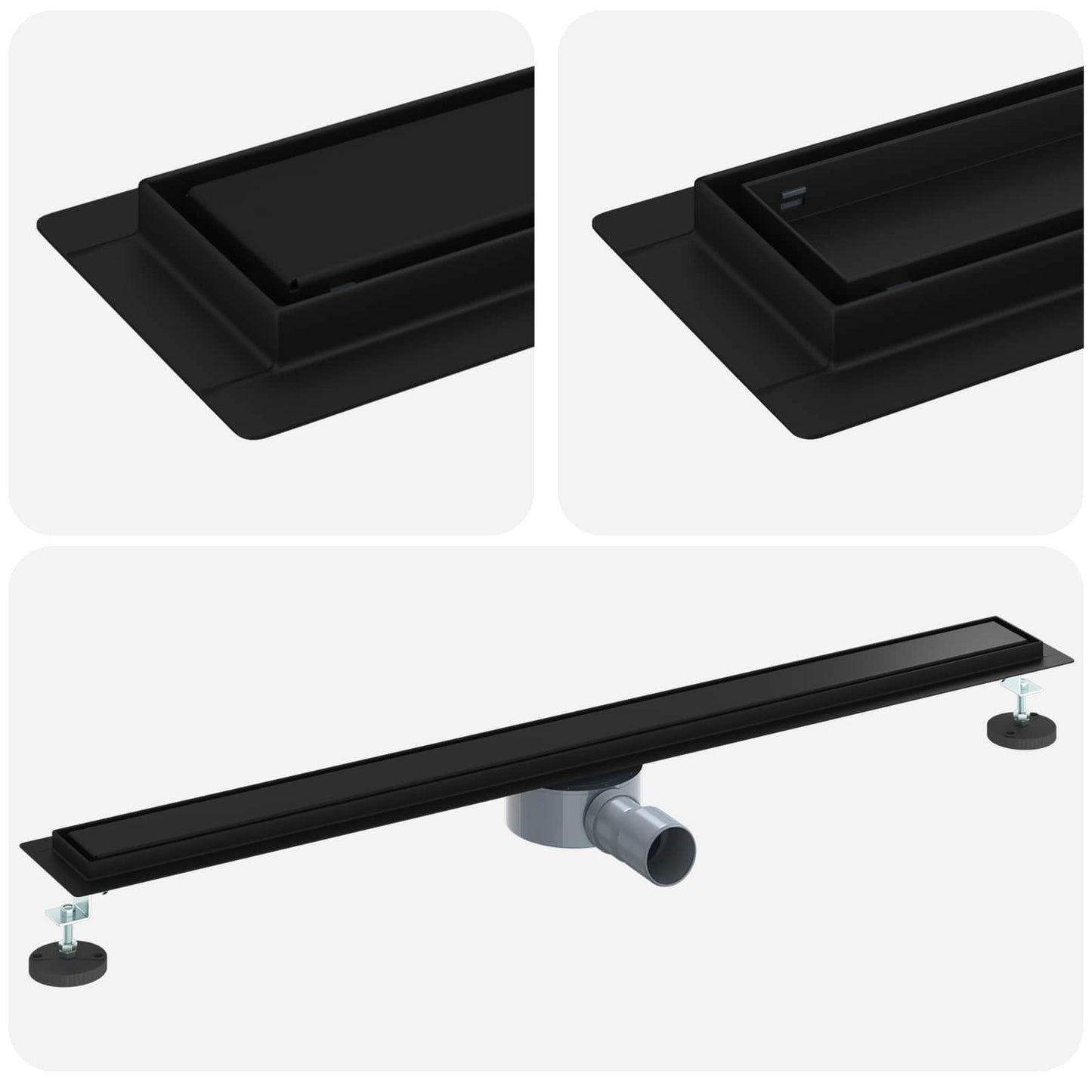 Scarico doccia 2-in-1 con sifone a 360° Nero 90 cm