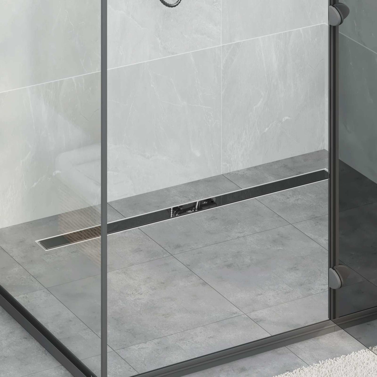 Scarico doccia con copertura in vetro e sifone a 360° 100 cm | homemem39