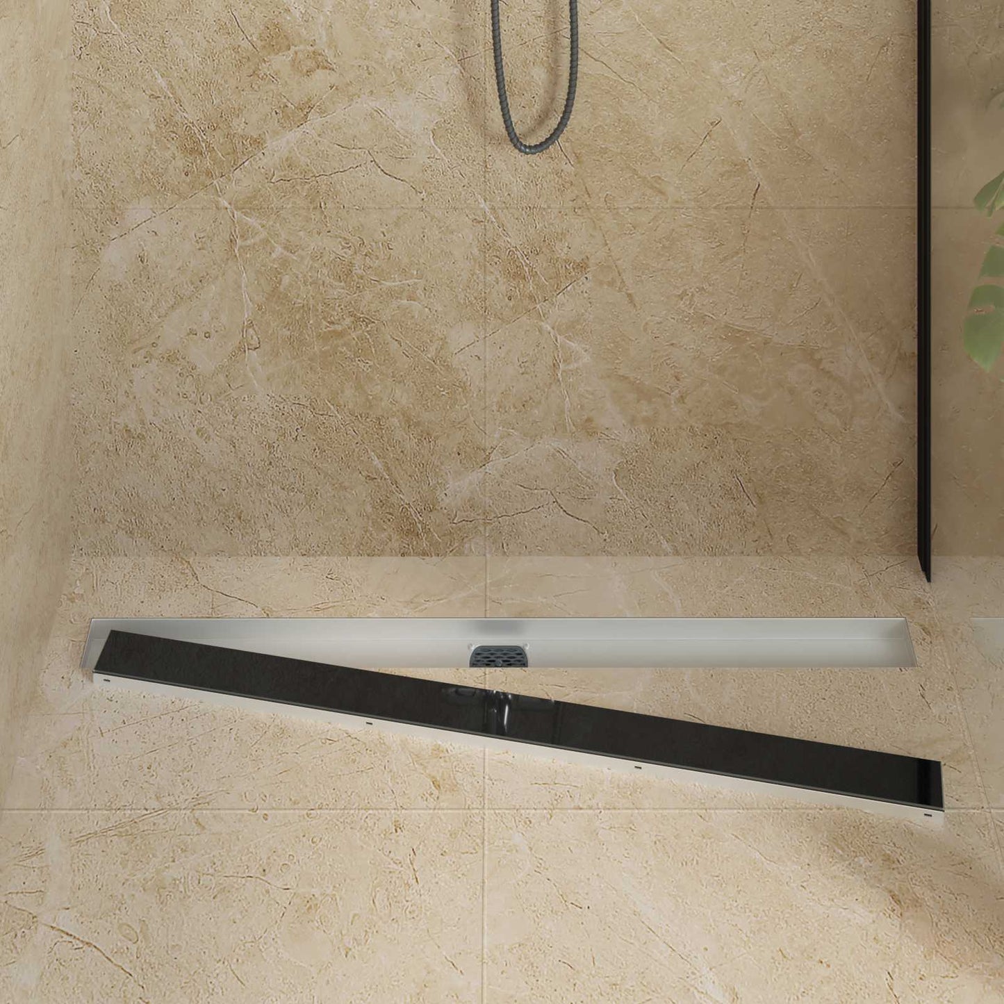 Scarico doccia con copertura in vetro e sifone a 360° 100 cm | homemem39
