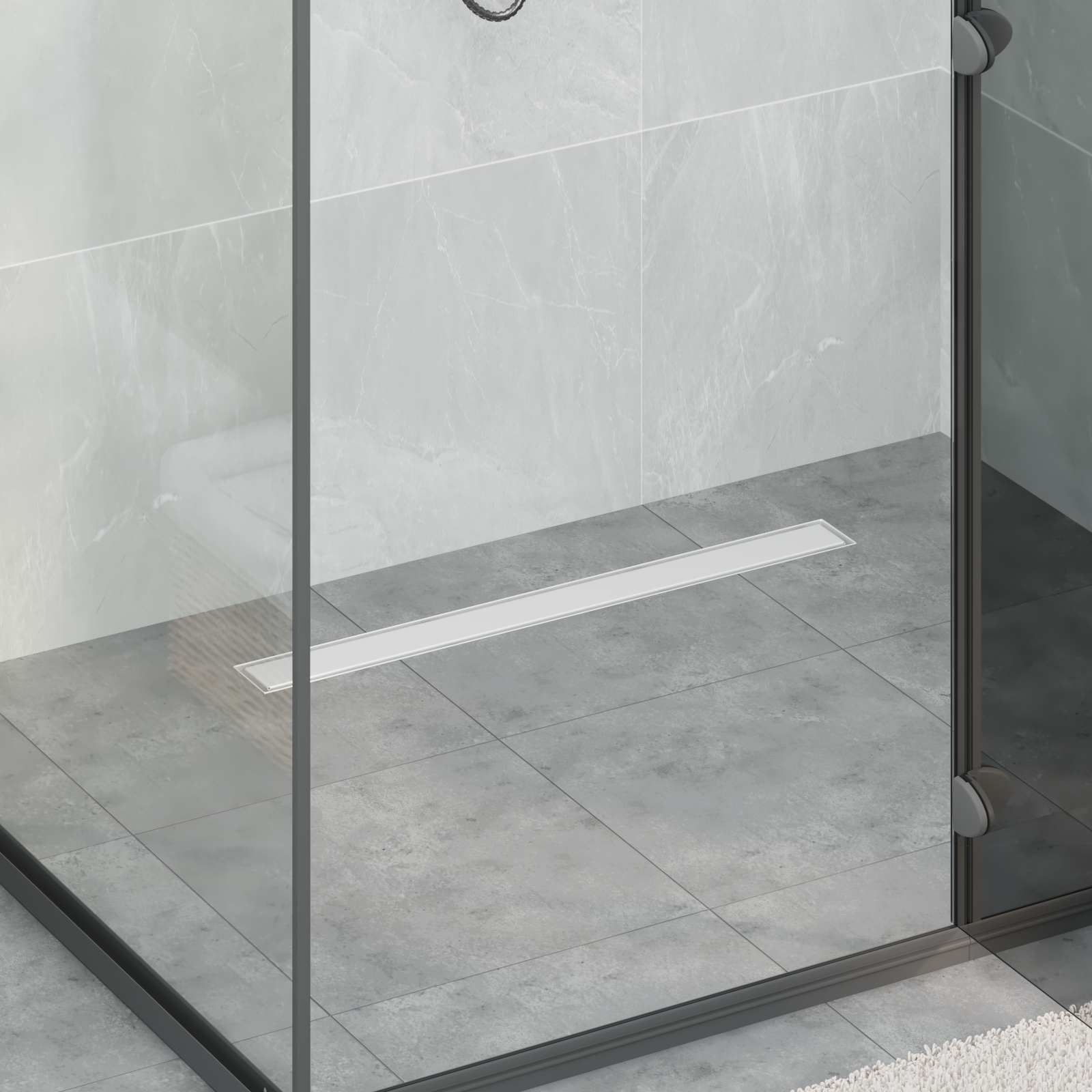 Scarico doccia 2-in-1 con sifone a 360° Argento 70 cm | homemem39