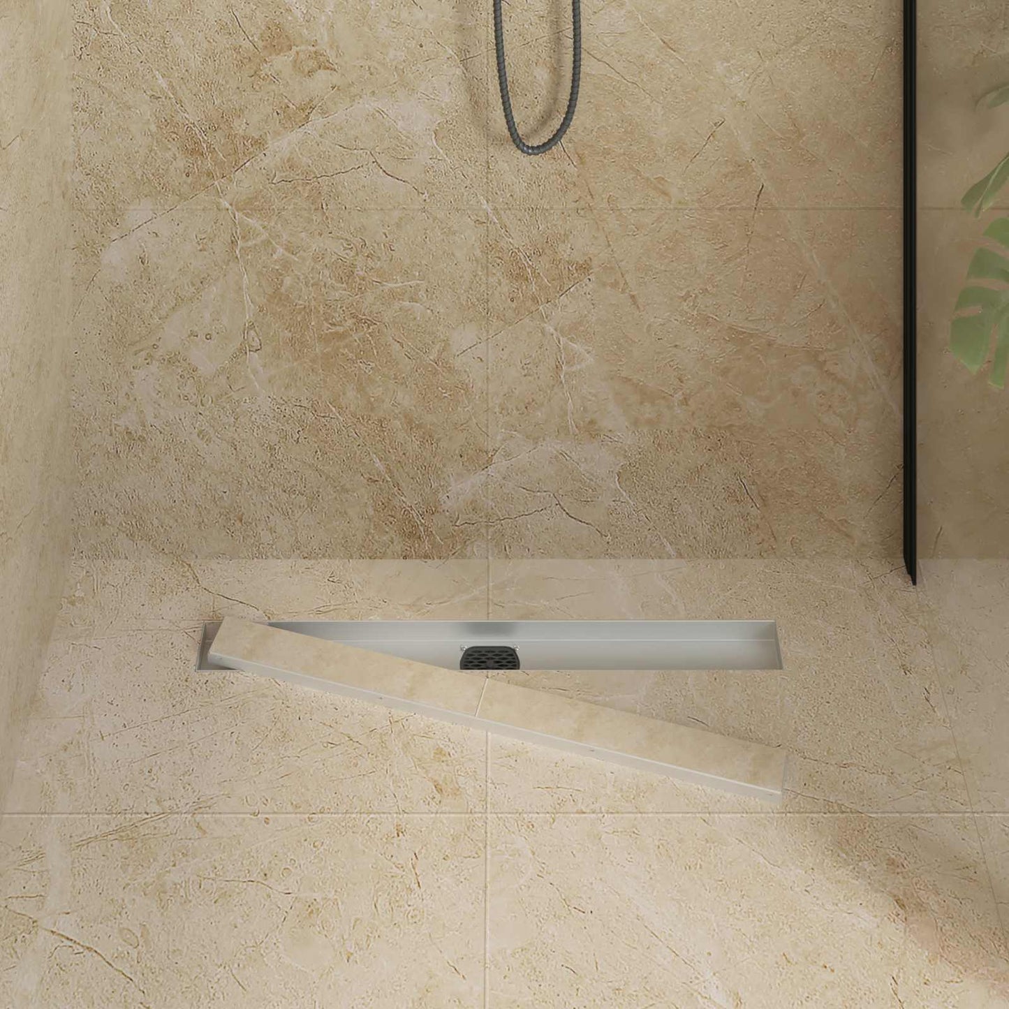 Scarico doccia 2-in-1 con sifone a 360° Argento 70 cm | homemem39
