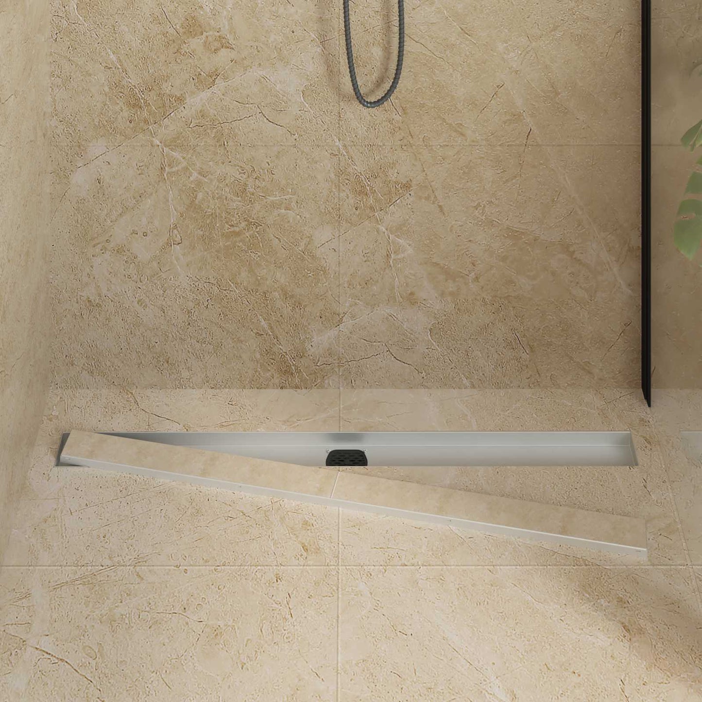 Scarico doccia 2-in-1 con sifone a 360° Argento 100 cm