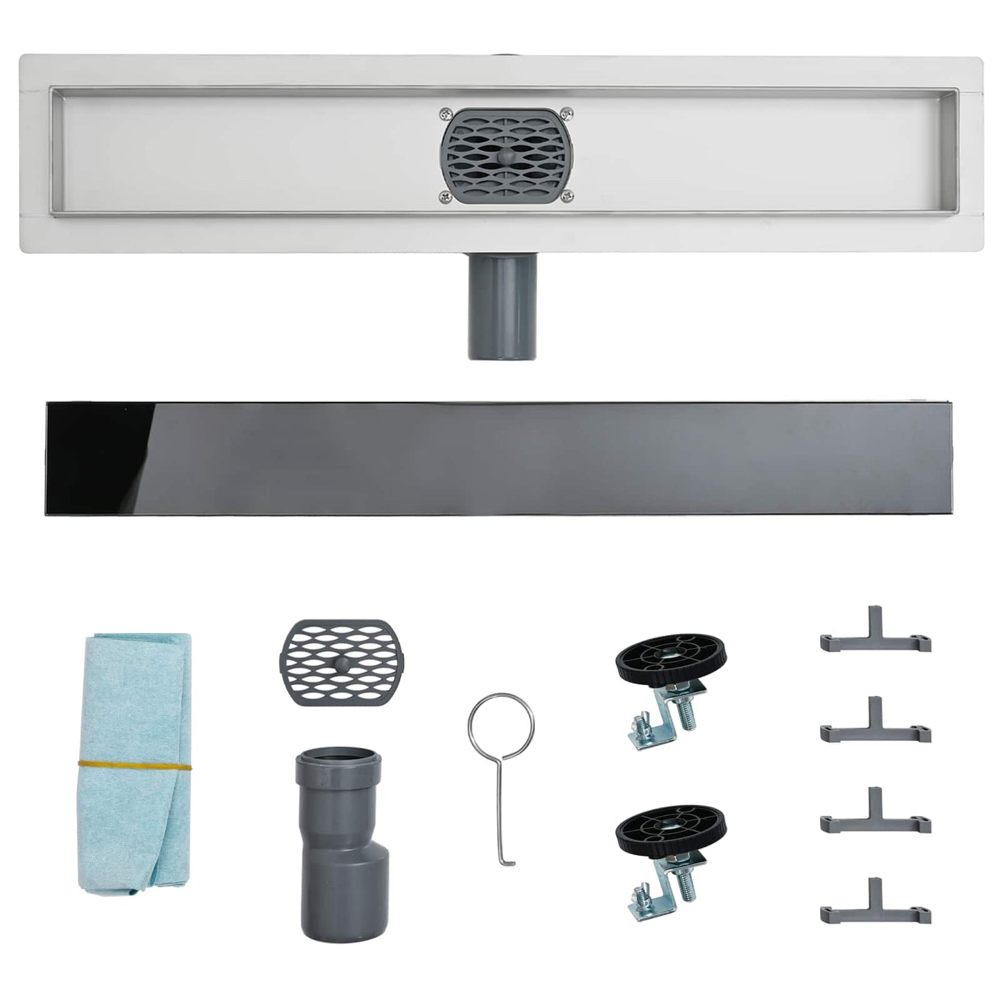 Scarico doccia con copertura in vetro e sifone a 360° 60 cm