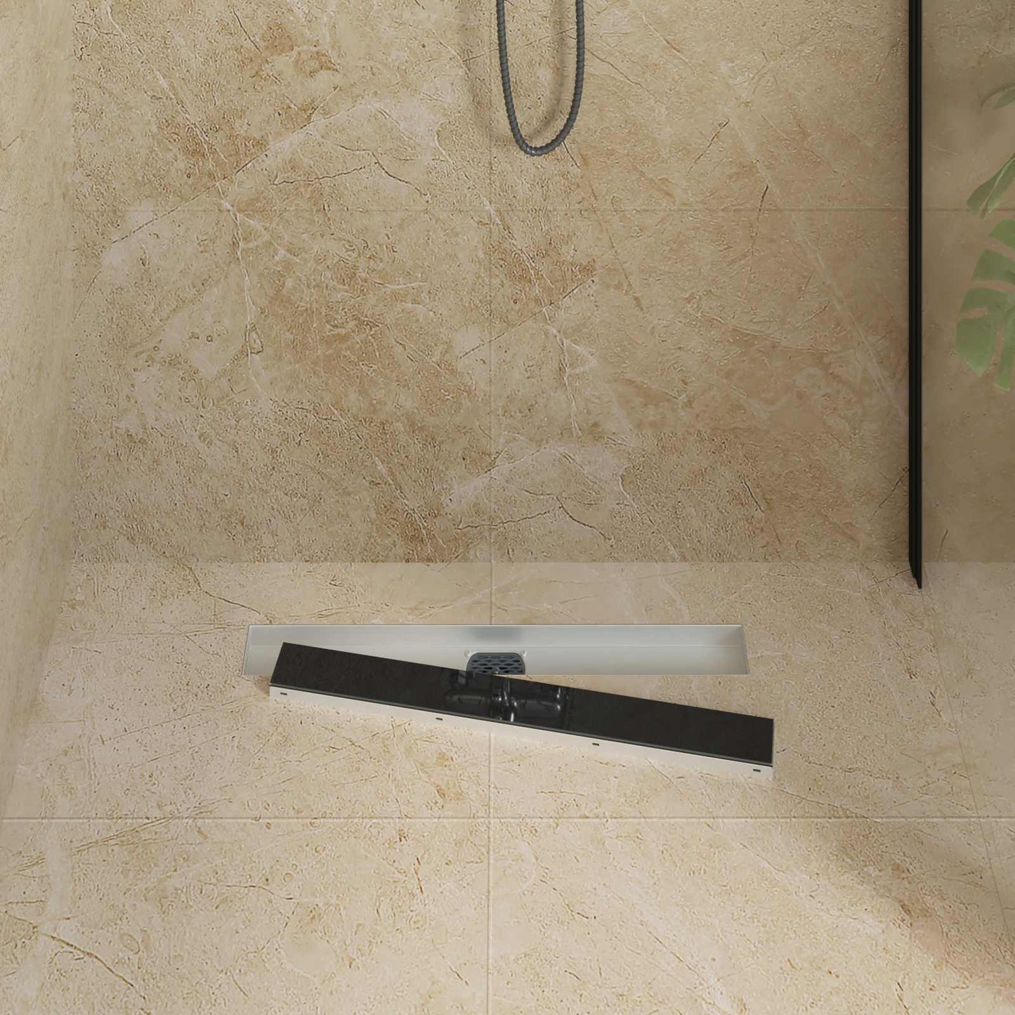 Scarico doccia con copertura in vetro e sifone a 360° 60 cm
