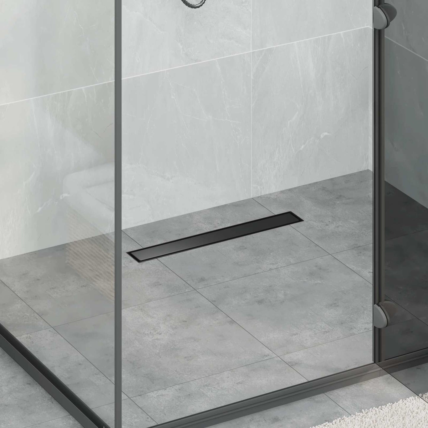 Drenaggio doccia 2 in 1 Nero 60 cm Acciaio Inox 304 | homemem39