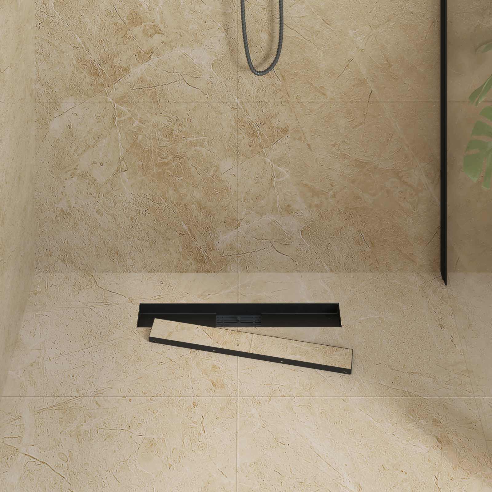 Drenaggio doccia 2 in 1 Nero 60 cm Acciaio Inox 304 | homemem39