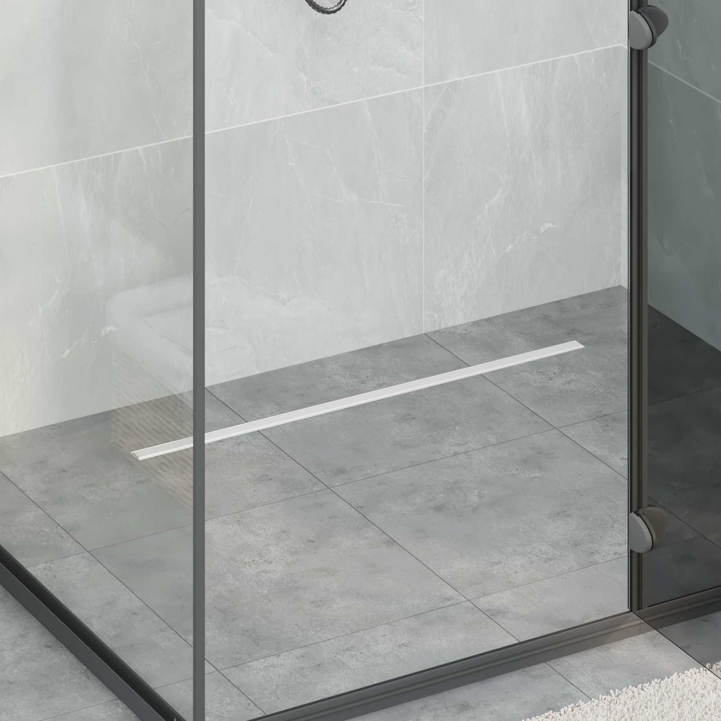 Scolascale per doccia a 360° con modello slim Argento 80 cm