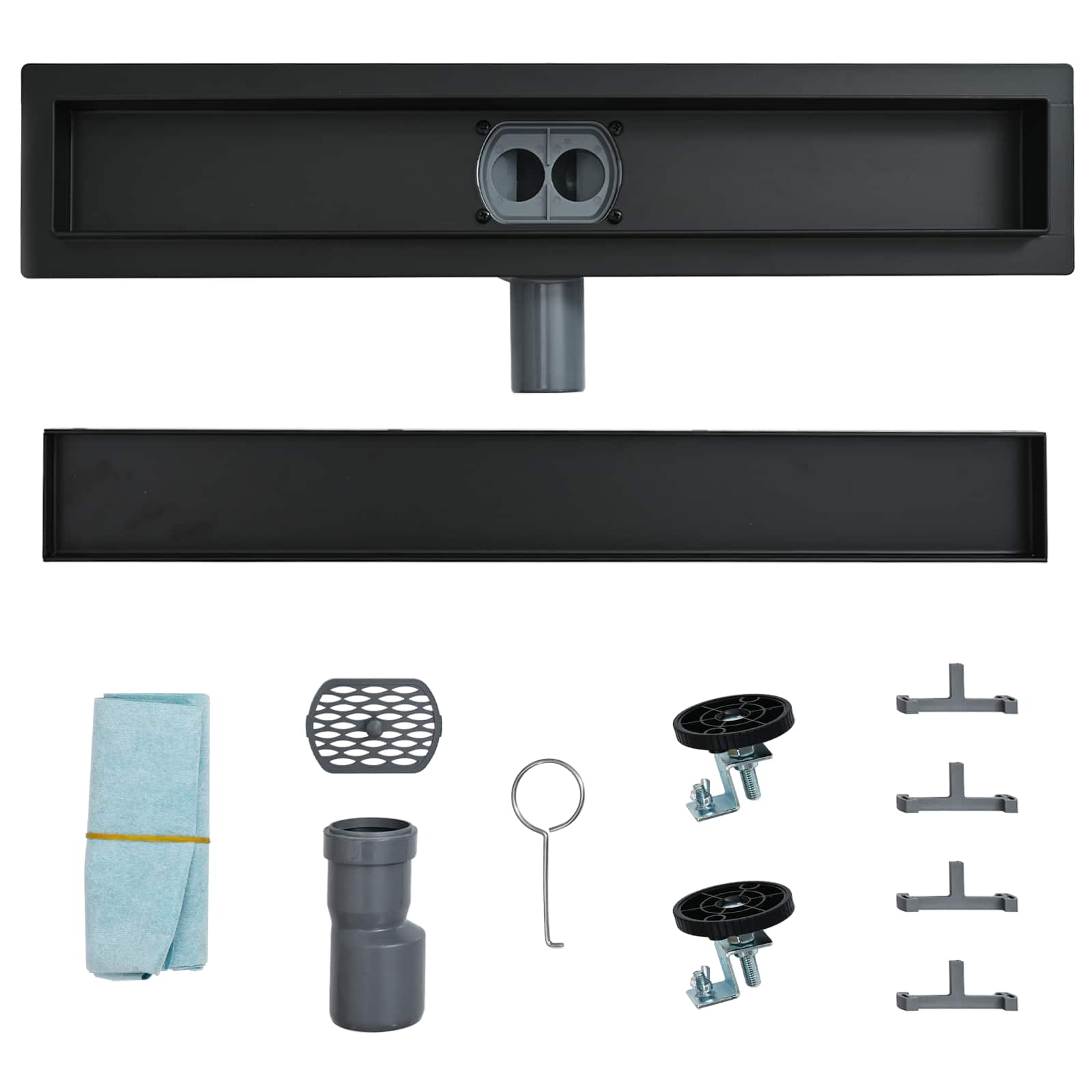 Scarico doccia 2-in-1 con sifone a 360° Nero 60 cm | homemem39