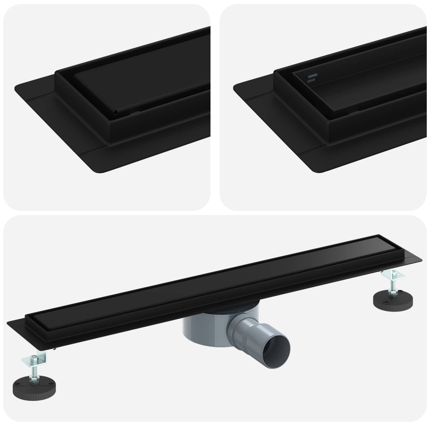 Scarico doccia 2-in-1 con sifone a 360° Nero 60 cm