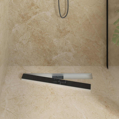 Drenaggio doccia con copertura in vetro Nero 70 cm