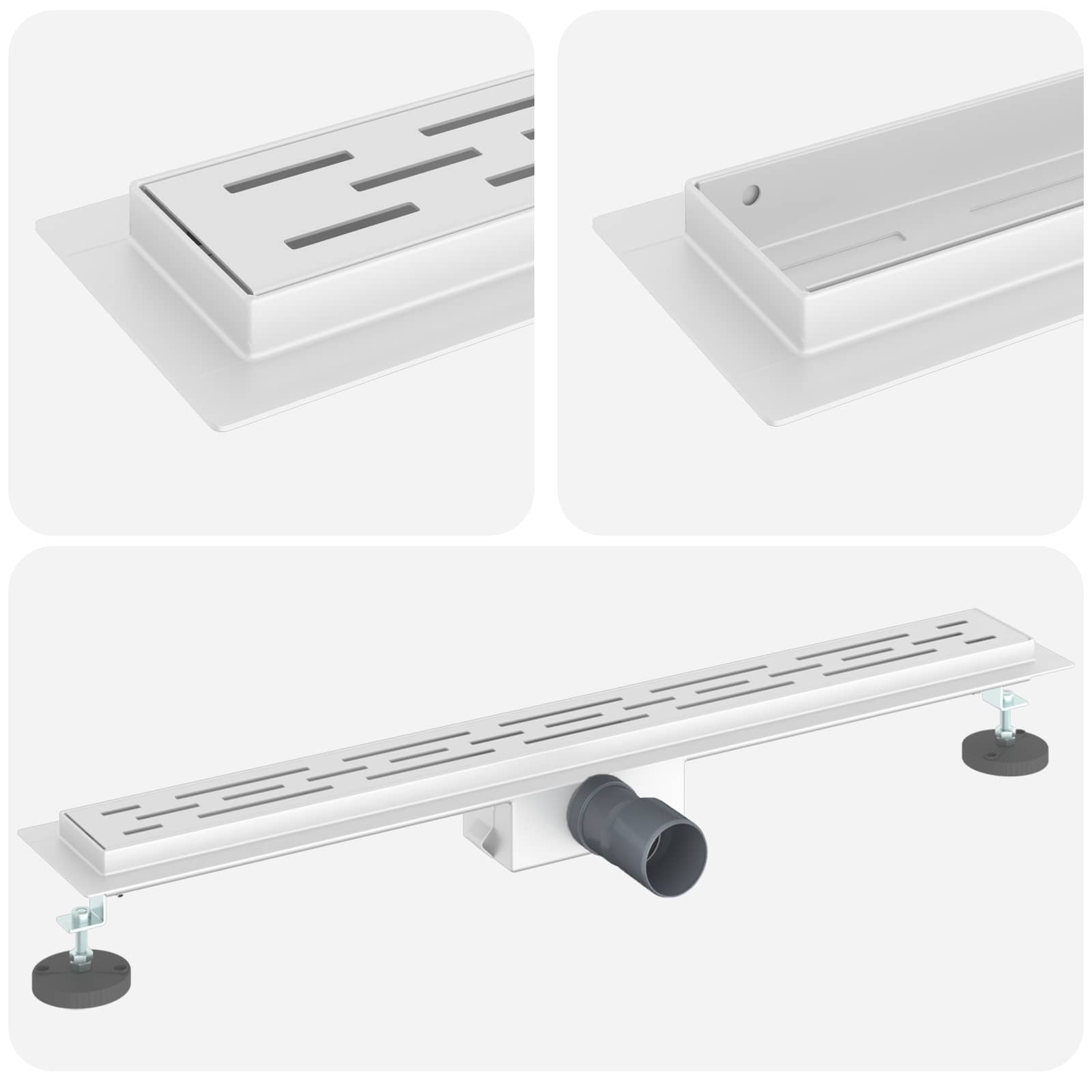 Drenaggio doccia con design a striscia Argento 70 cm | homemem39