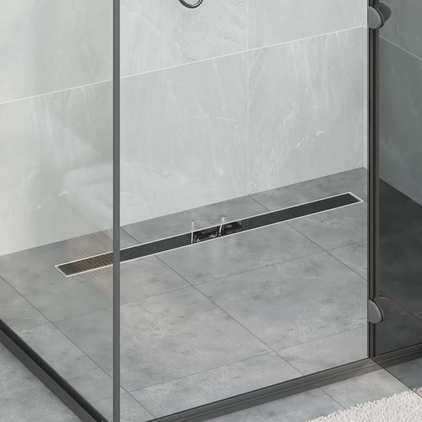 Drenaggio doccia con copertura in vetro Nero 100 cm | homemem39