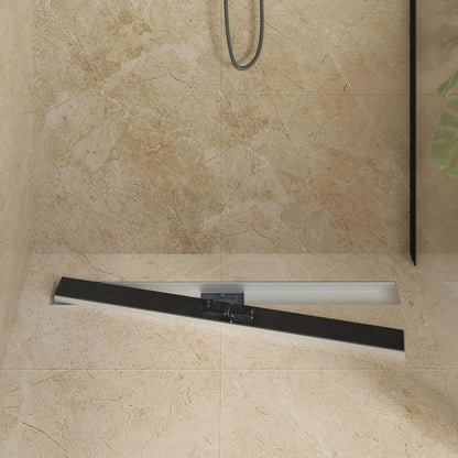 Drenaggio doccia con copertura in vetro Nero 100 cm