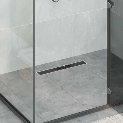 Drenaggio doccia con copertura in vetro Nero 50 cm