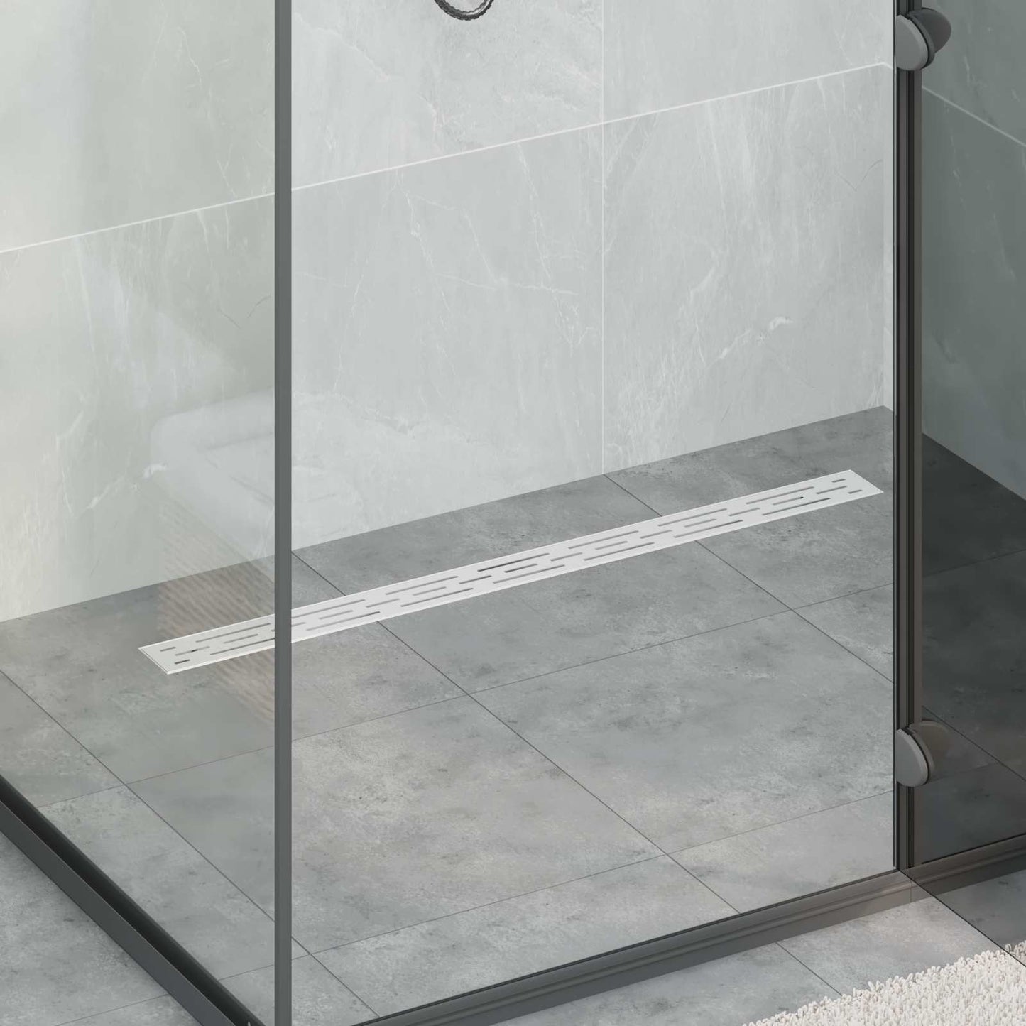 Scarico doccia con copertura in vetro e sifone a 360° 90 cm