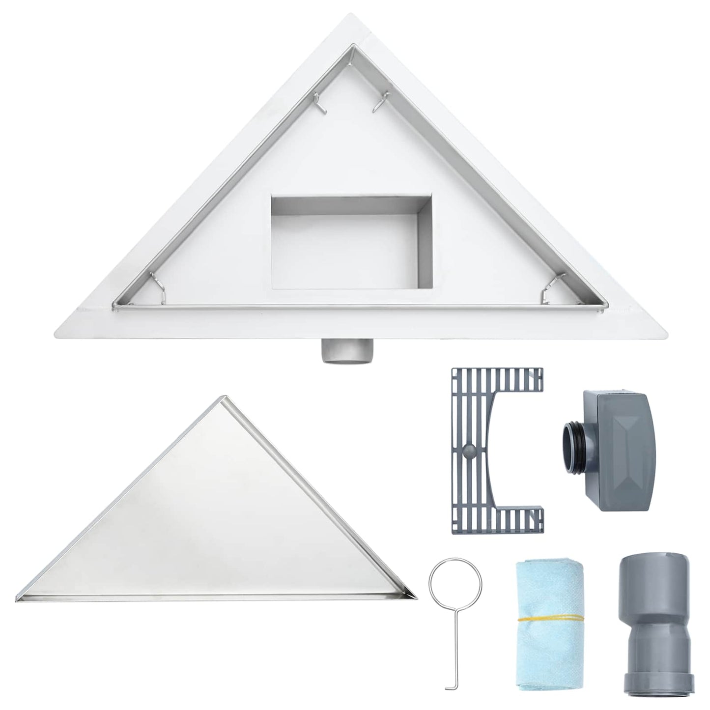 Scarico Doccia Triangolare 2 in 1 Argento 32 x 32 x 7,5 cm | homemem39