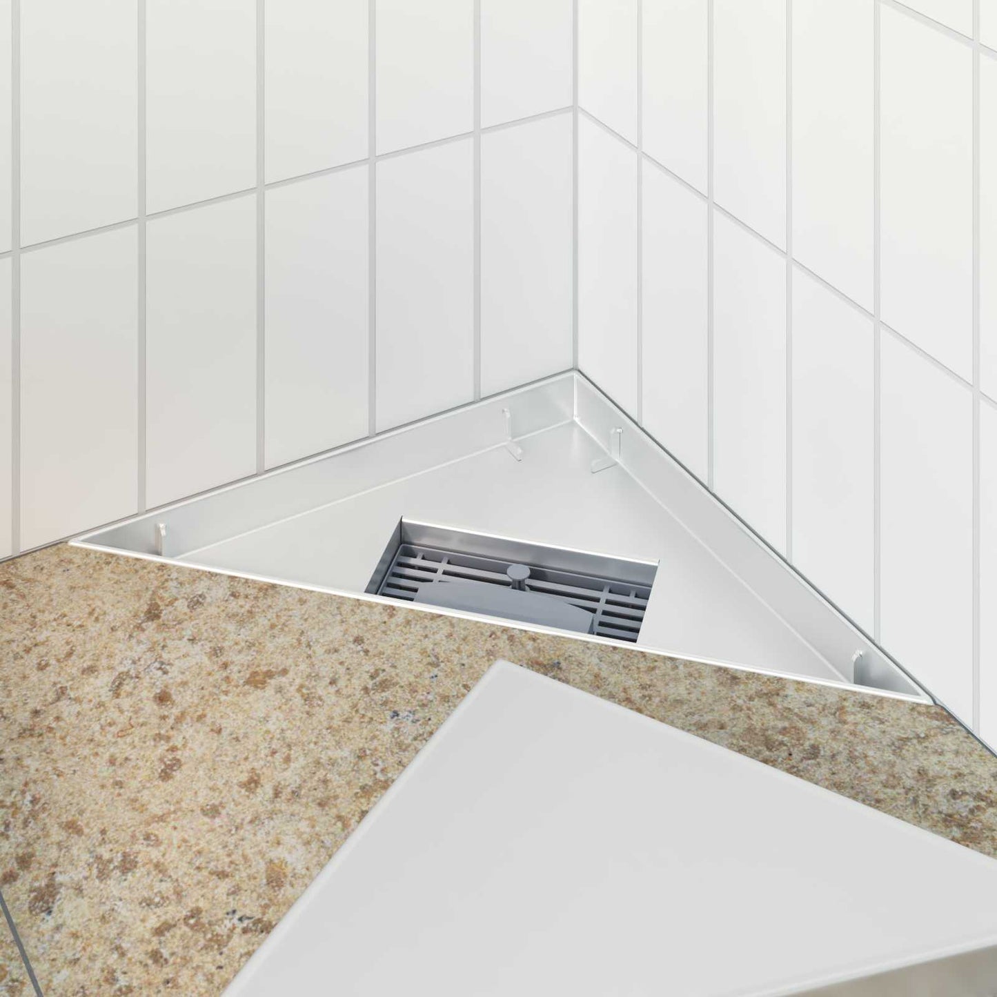 Scarico Doccia Triangolare 2 in 1 Argento 32 x 32 x 7,5 cm