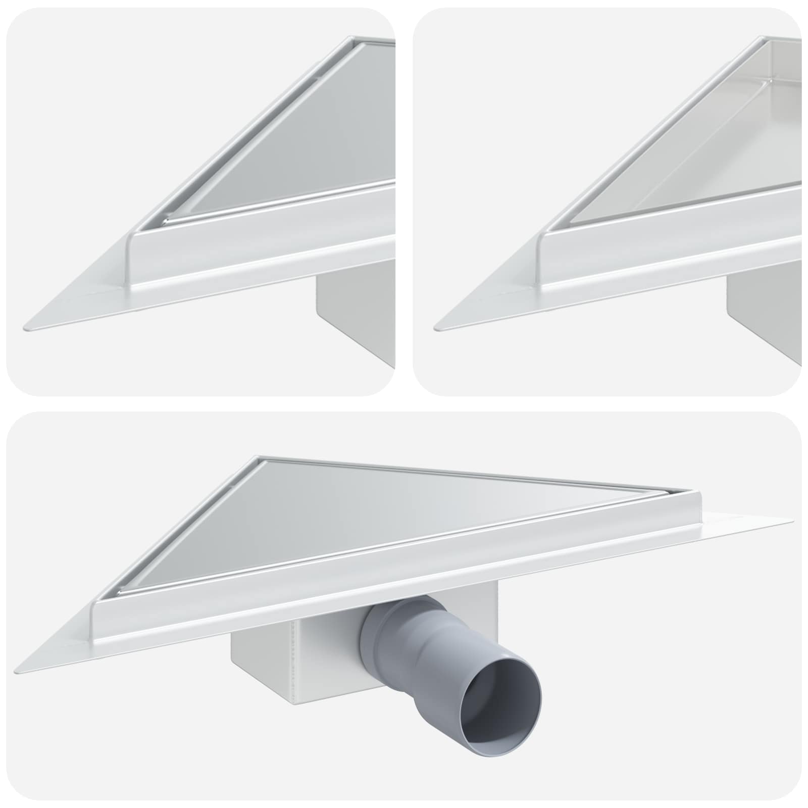 Scarico Doccia Triangolare 2 in 1 Argento 32 x 32 x 7,5 cm | homemem39