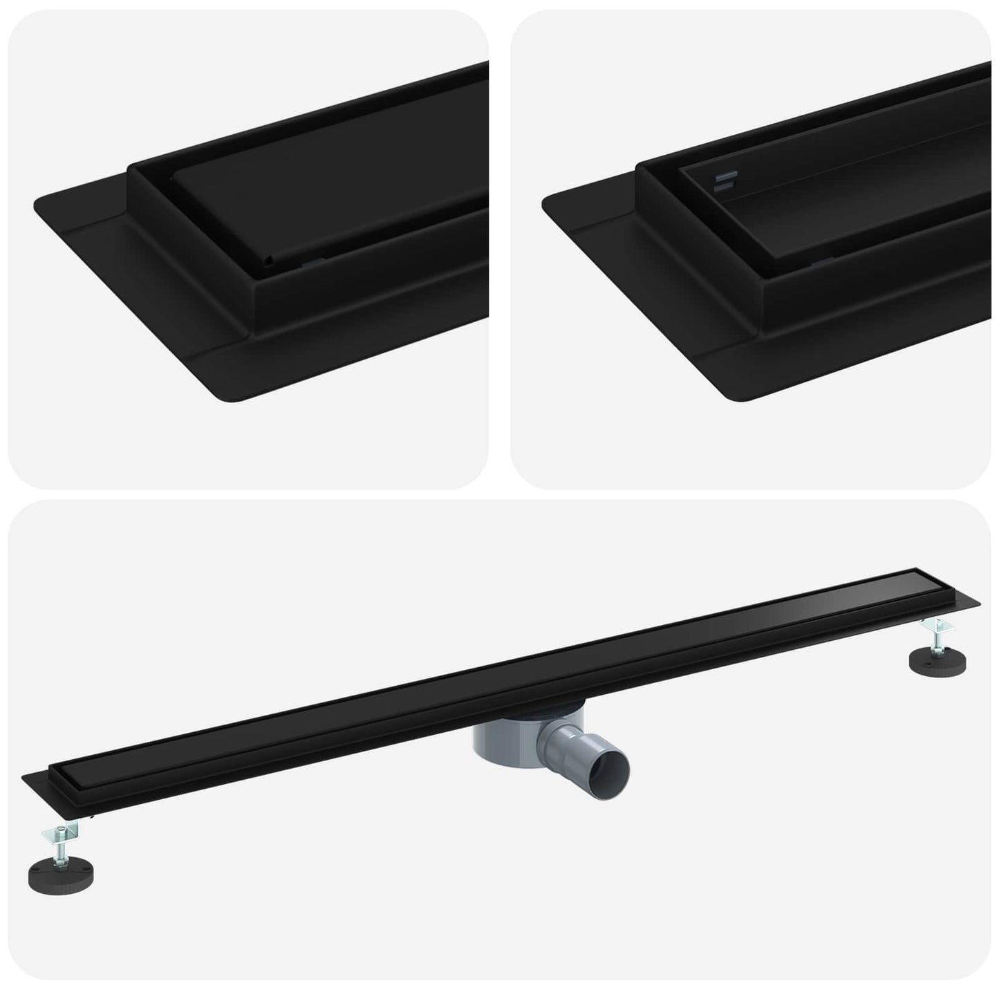 Scarico doccia 2-in-1 con sifone a 360° Nero 100 cm