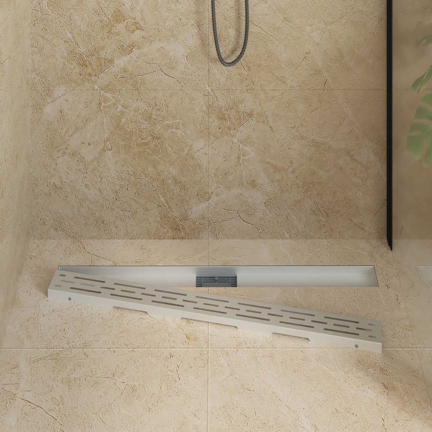 Drenaggio doccia con design a striscia Argento 100 cm