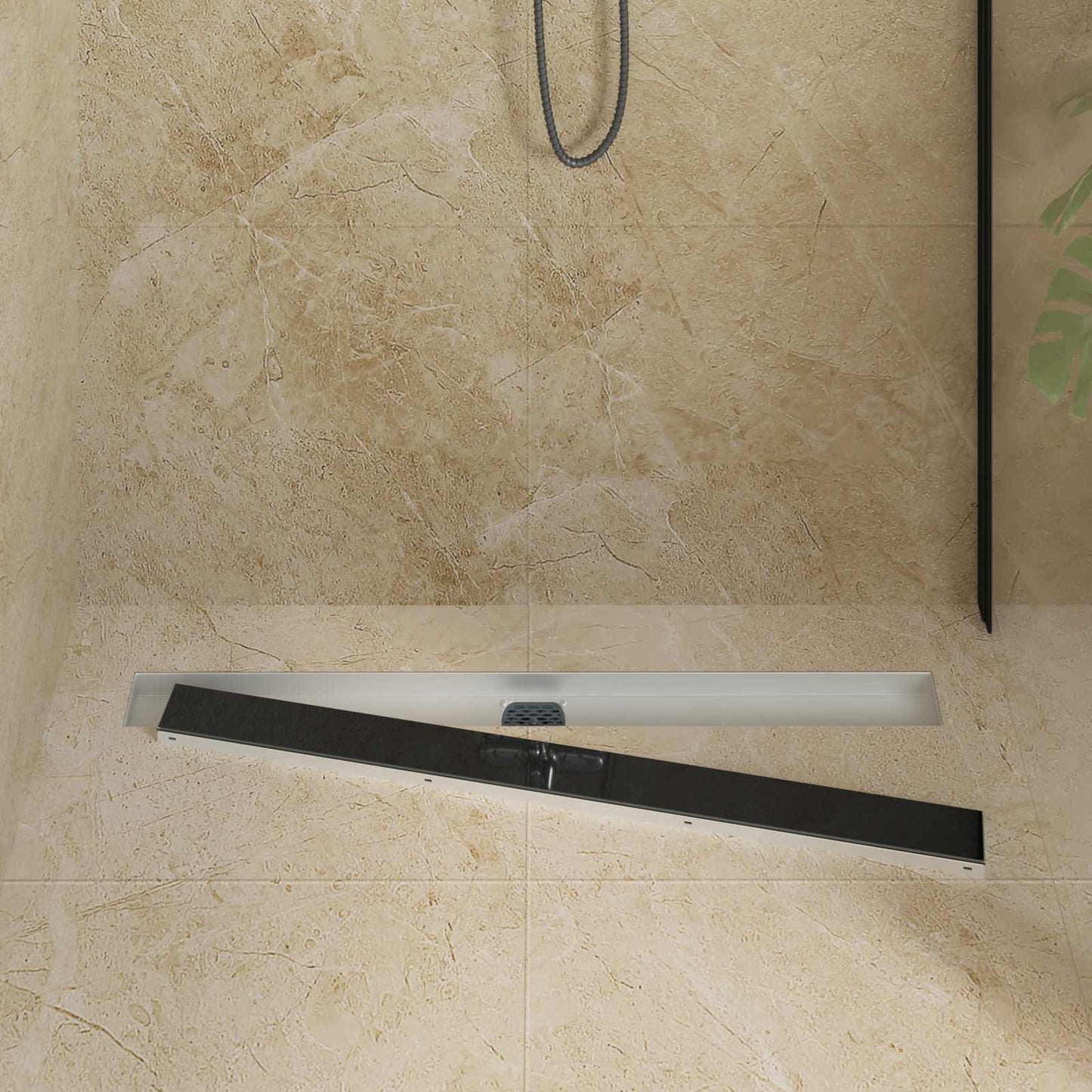 Scarico doccia con copertura in vetro e sifone a 360° 90 cm