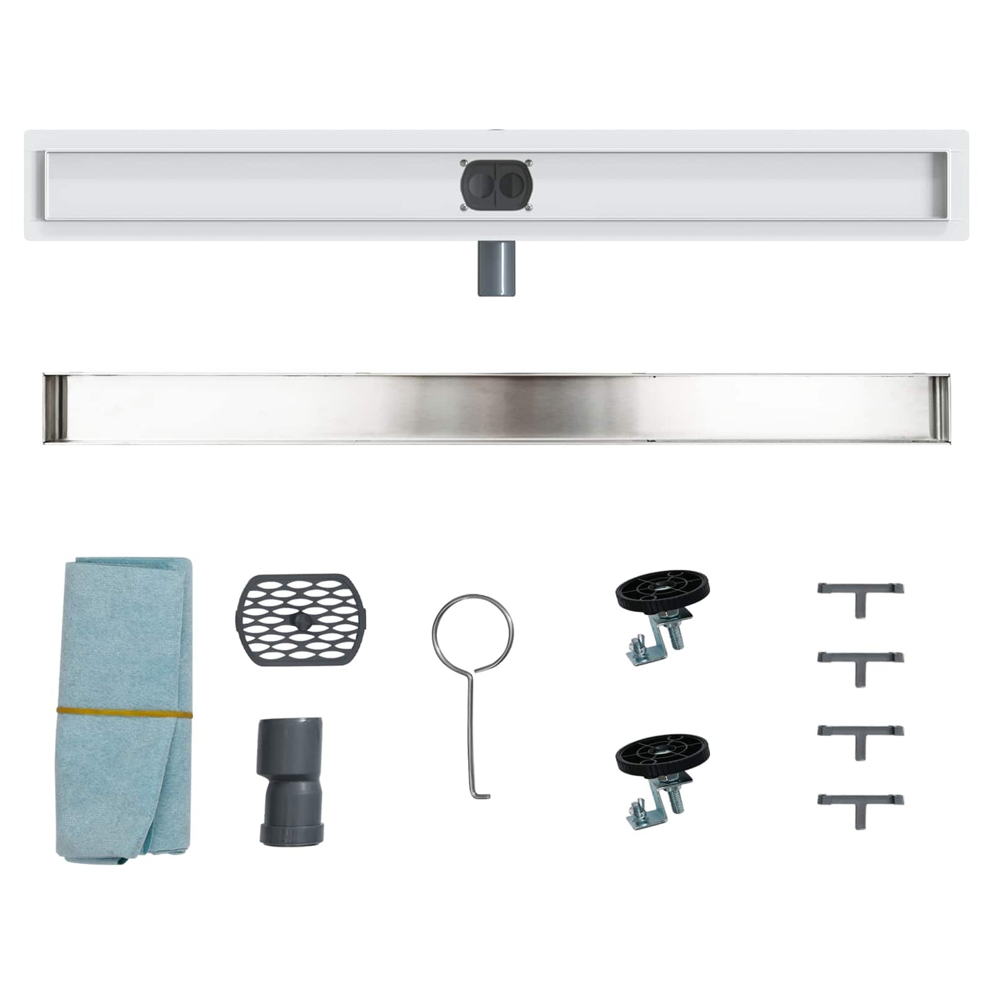Scarico doccia 2-in-1 con sifone a 360° Argento 90 cm | homemem39
