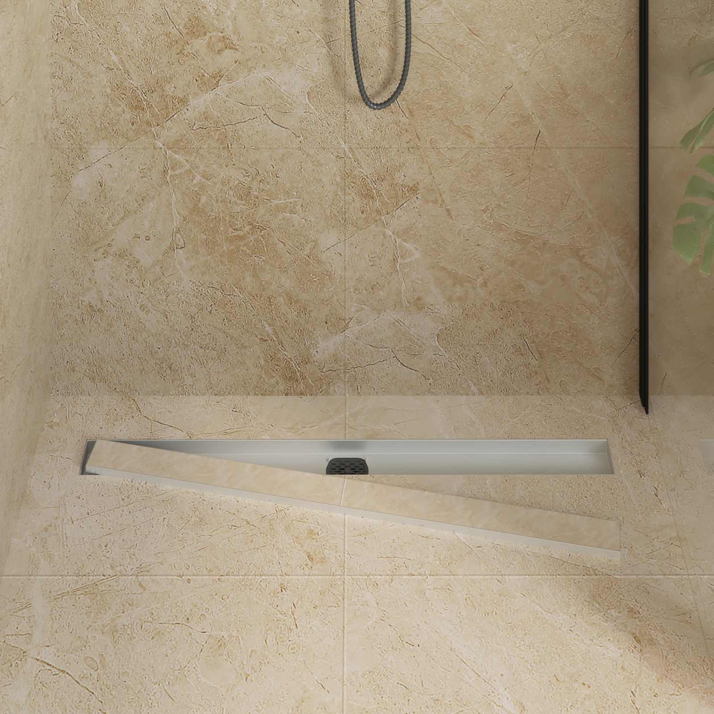 Scarico doccia 2-in-1 con sifone a 360° Argento 90 cm