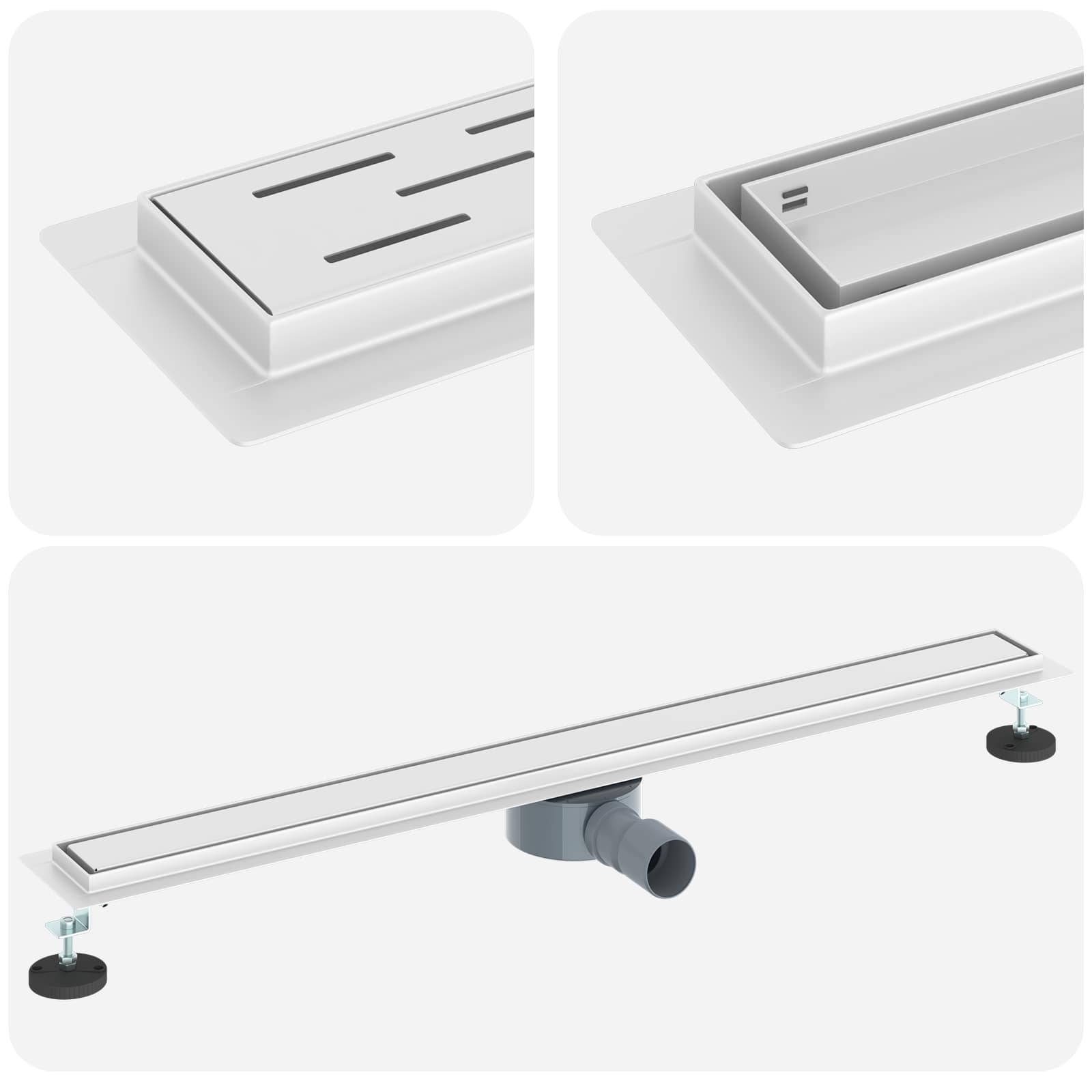 Scarico doccia 2-in-1 con sifone a 360° Argento 90 cm | homemem39