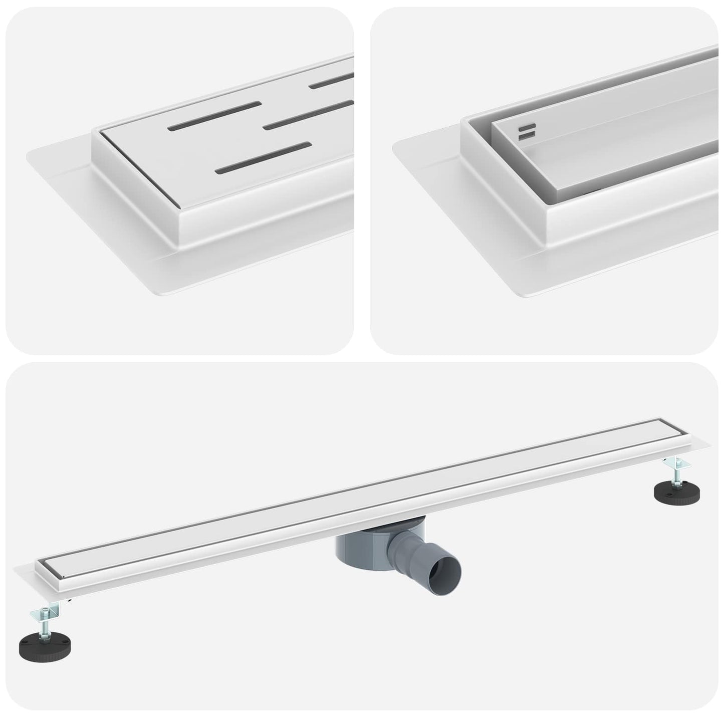Scarico doccia 2-in-1 con sifone a 360° Argento 90 cm
