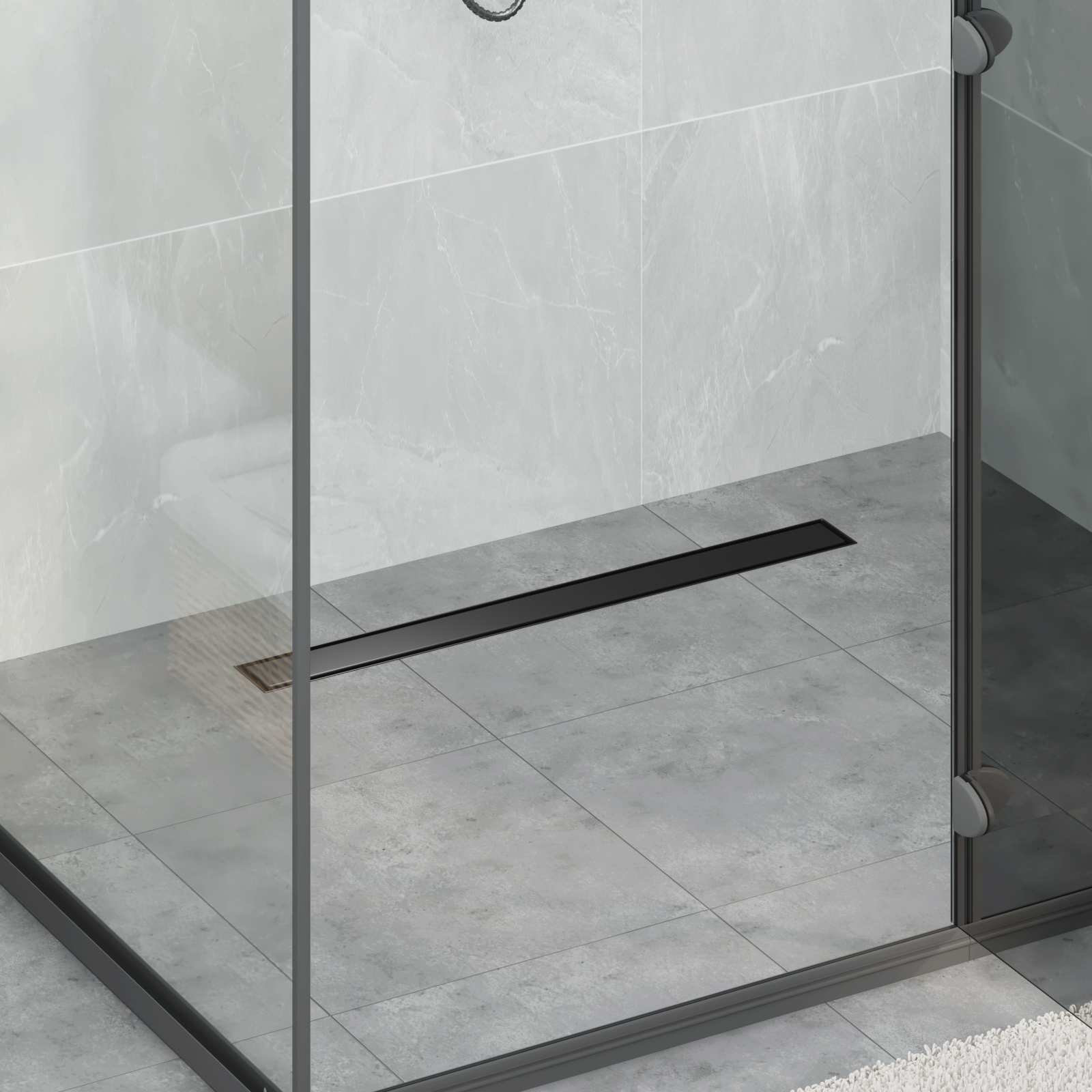 Scarico doccia 2-in-1 con sifone a 360° Nero 70 cm | homemem39