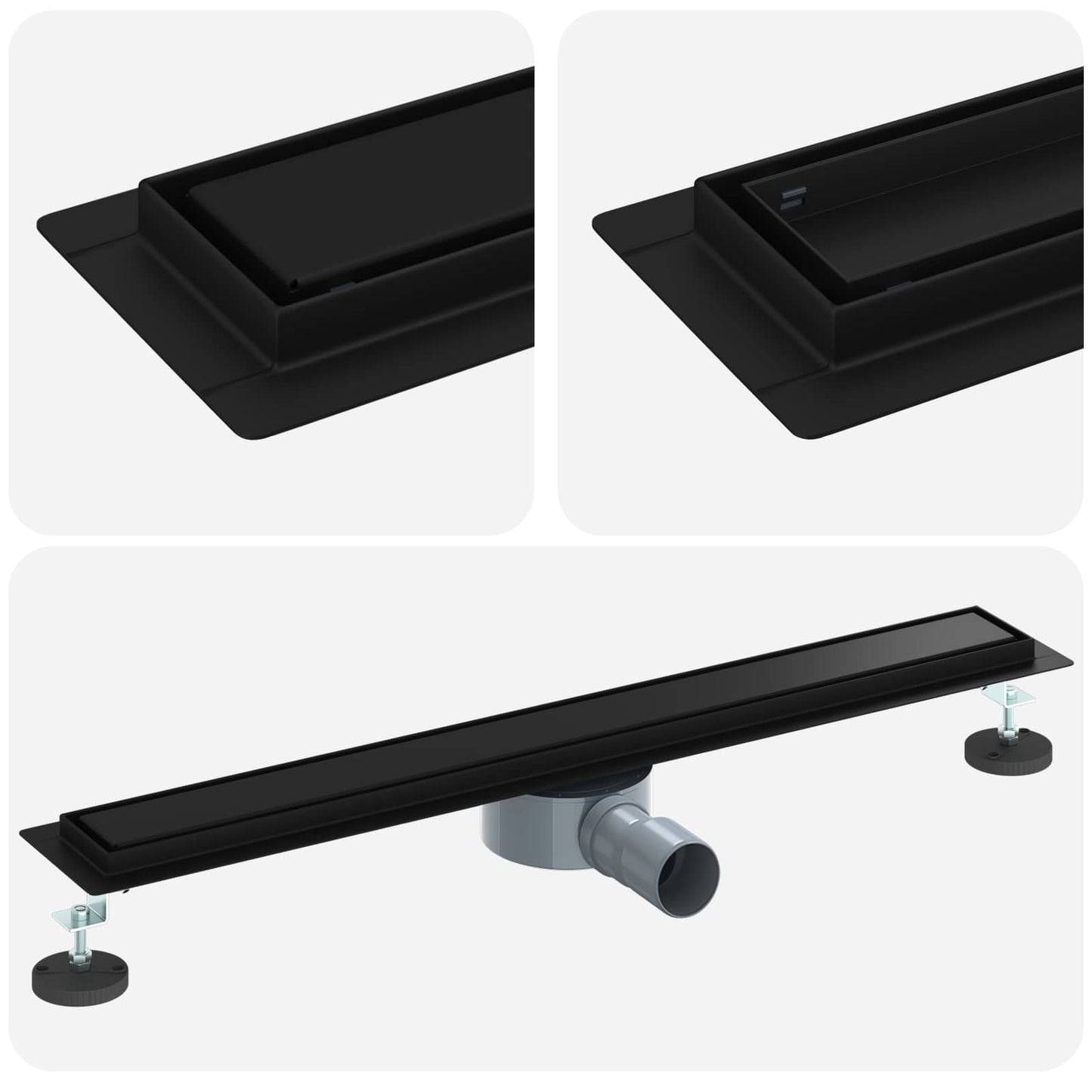 Scarico doccia 2-in-1 con sifone a 360° Nero 70 cm | homemem39