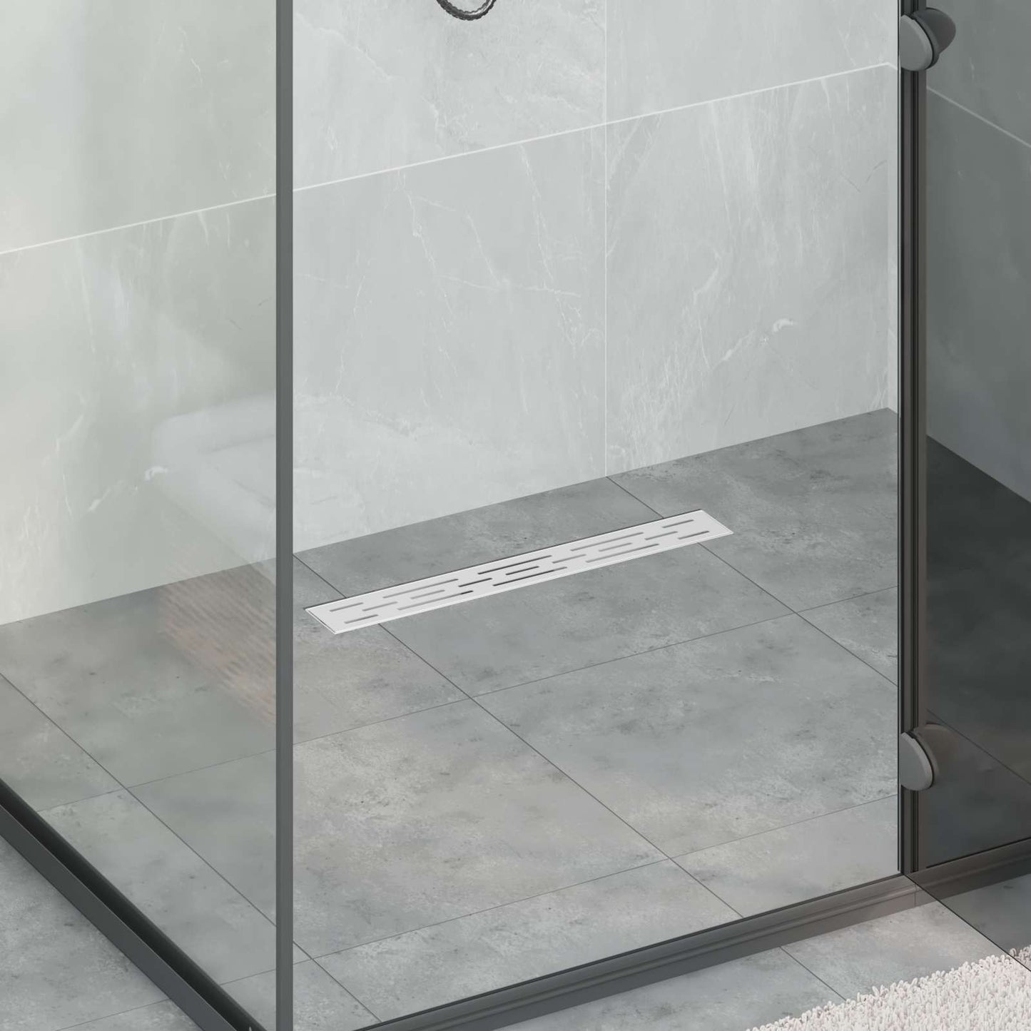 Drenaggio doccia con design a striscia Argento 50 cm | homemem39
