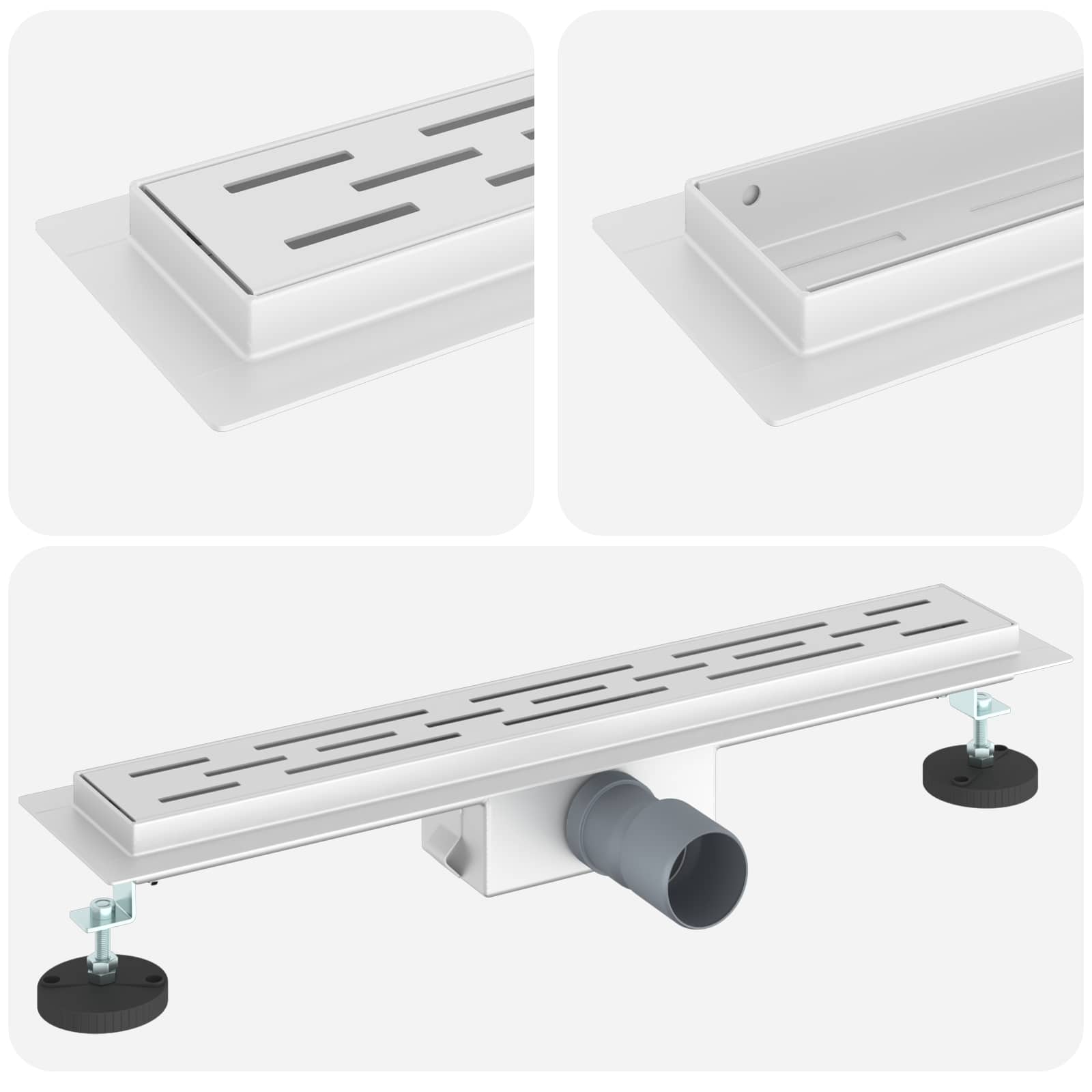 Drenaggio doccia con design a striscia Argento 50 cm | homemem39